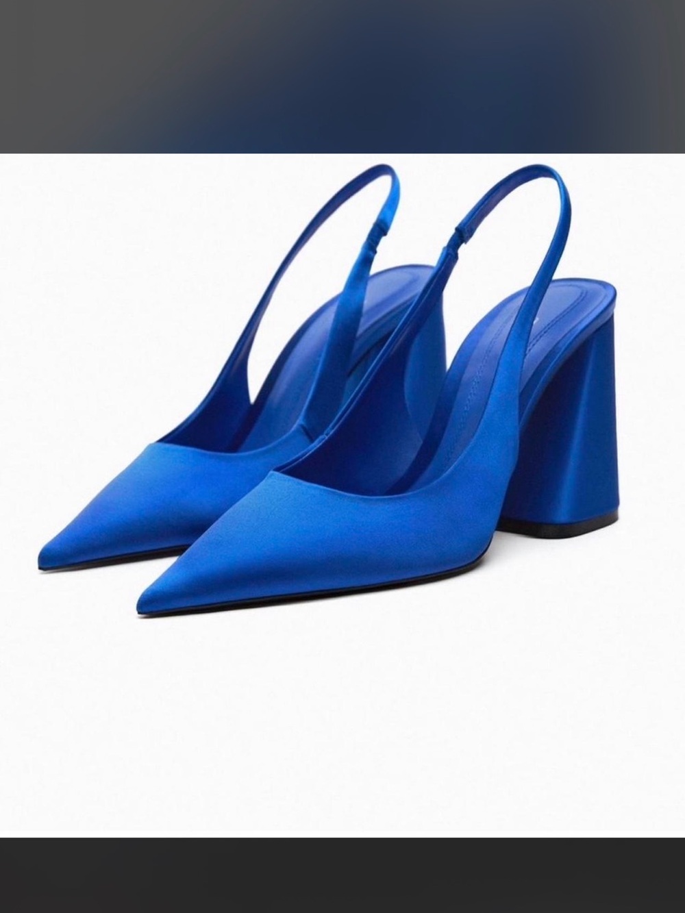 ZARA Cobalt Blue Pointed Slingback Heels - Picture 3 of 6